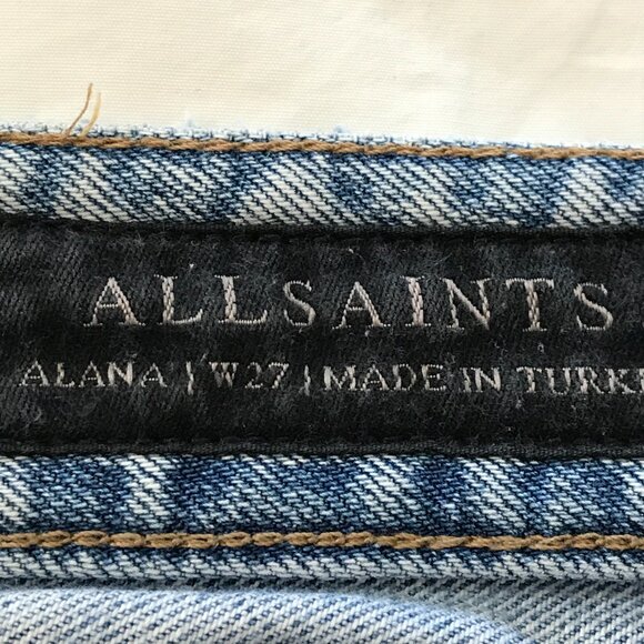 Allsaints Alana Jeans Women 27 Blue Mid Rise Stretch Straight Leg Preppy 18041 - Picture 3 of 11